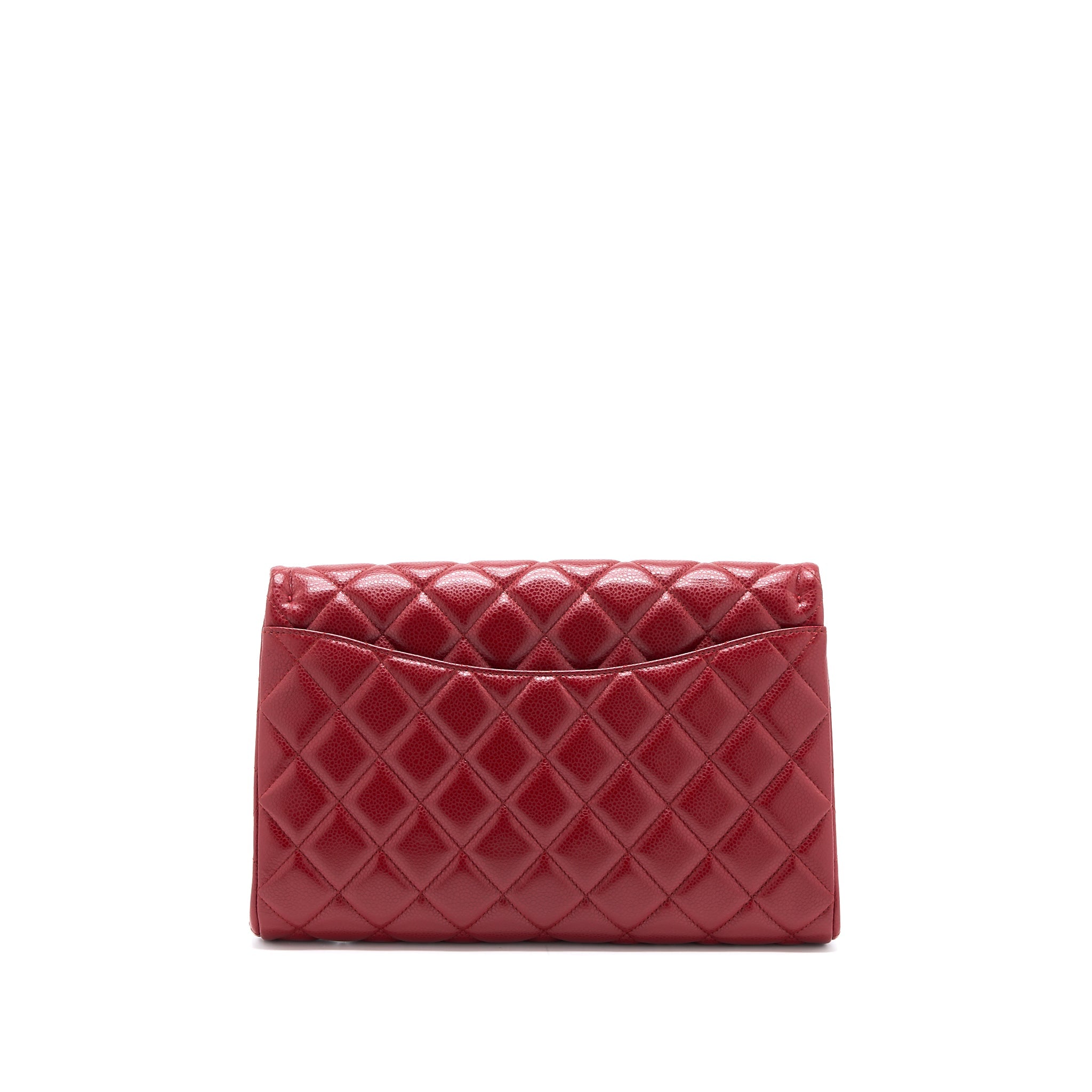 CHANEL CLASSIC TIMELESS FLAP CLUTCH WITH CHAIN CAVIAR RED SHW