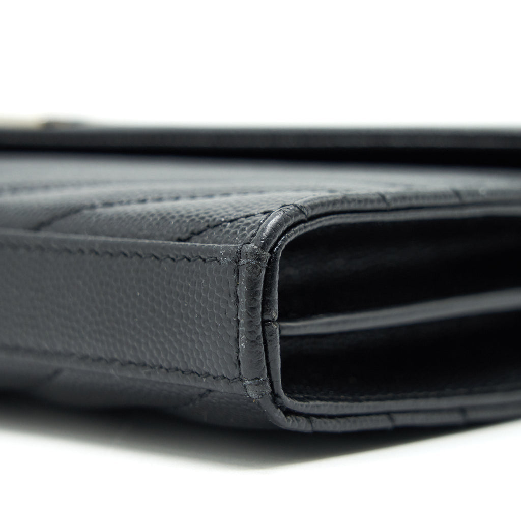 SAINT LAURENT ENVELOPE CHAIN WALLET BLACK WITH SHW