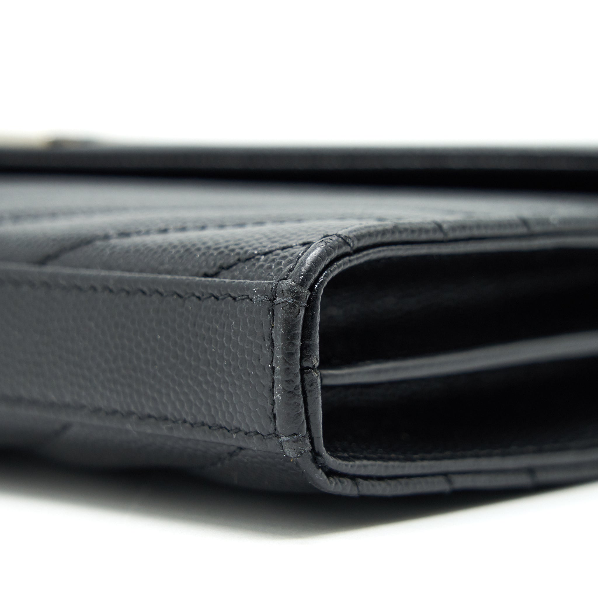 SAINT LAURENT ENVELOPE CHAIN WALLET BLACK WITH SHW