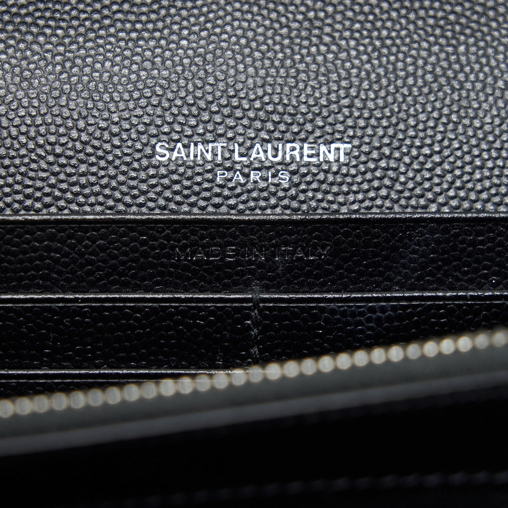 SAINT LAURENT ENVELOPE CHAIN WALLET BLACK WITH SHW