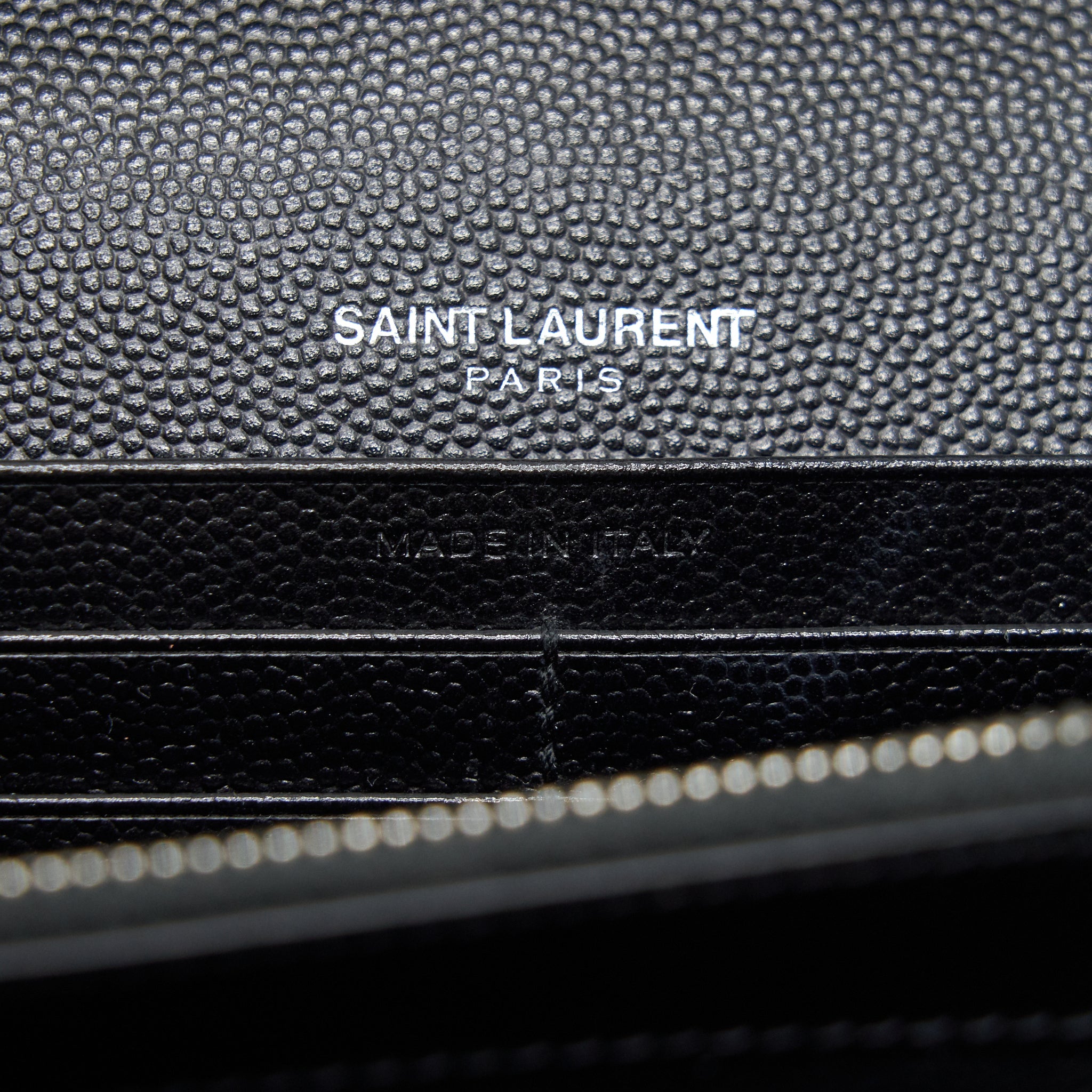 SAINT LAURENT ENVELOPE CHAIN WALLET BLACK WITH SHW