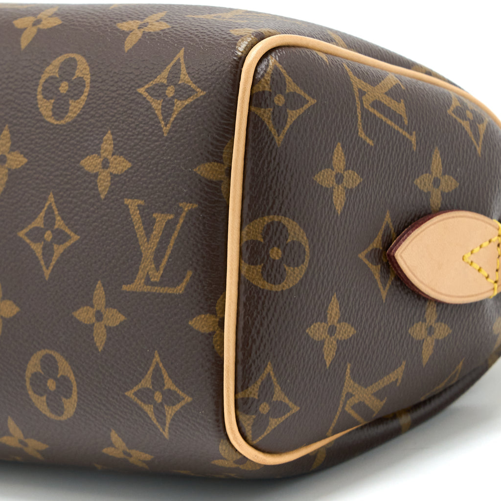 LOUIS VUITTON SPEEDY BANDOULIERE 20 MONOGRAM CANVAS WITH FUCHSIA STRAP GHW