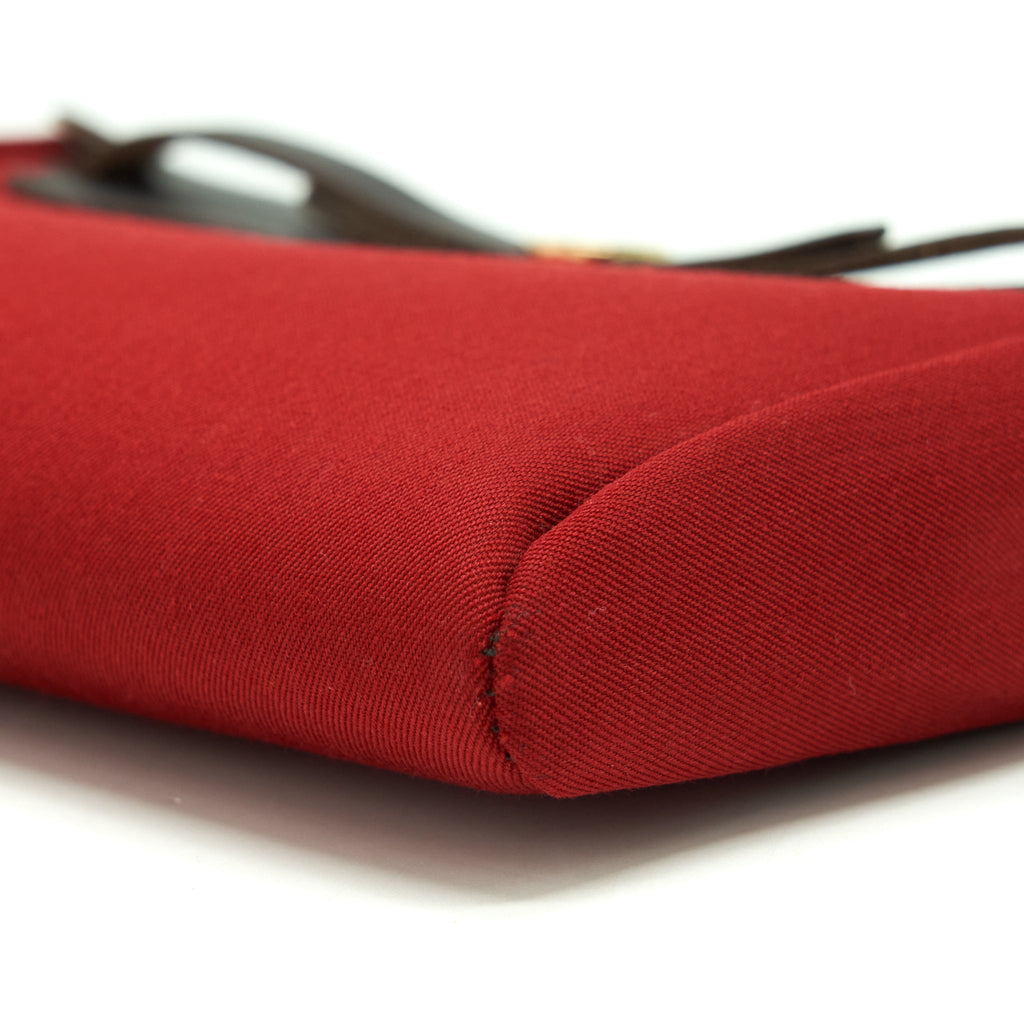 HERMES HERBAG CLUTCH BAG CANVAS ORANGE/RED