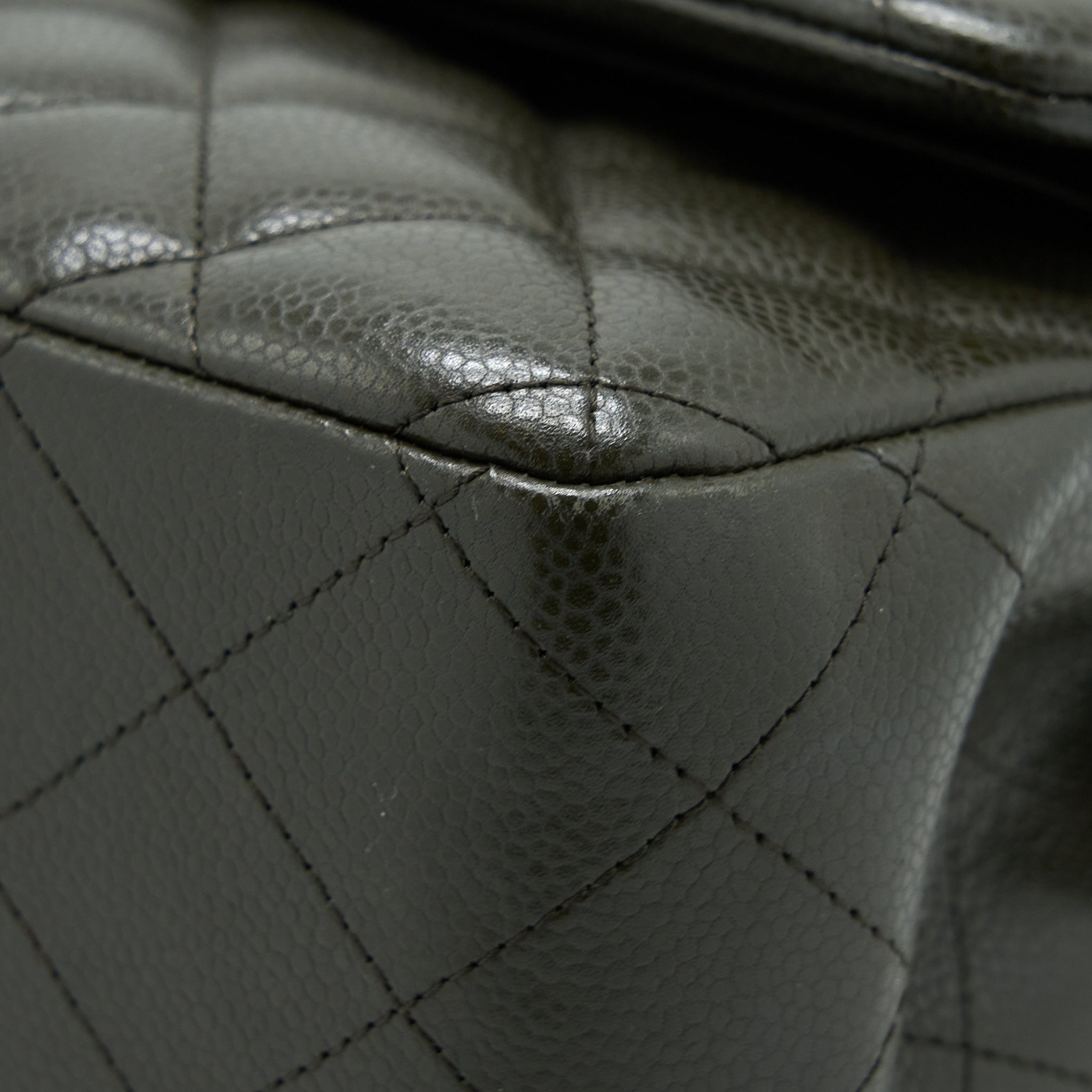 CHANEL CLASSIC JUMBO DOUBLE FLAP BAG CAVIAR OLIVE GREEN GHW
