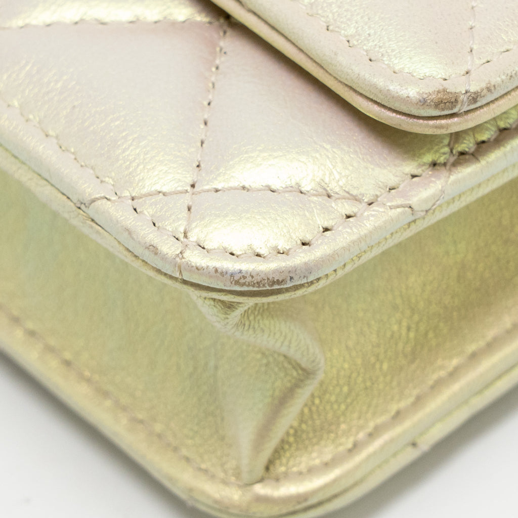 CHANEL WALLET ON CHAIN LAMBSKIN IRIDESCENT IVORY LGHW