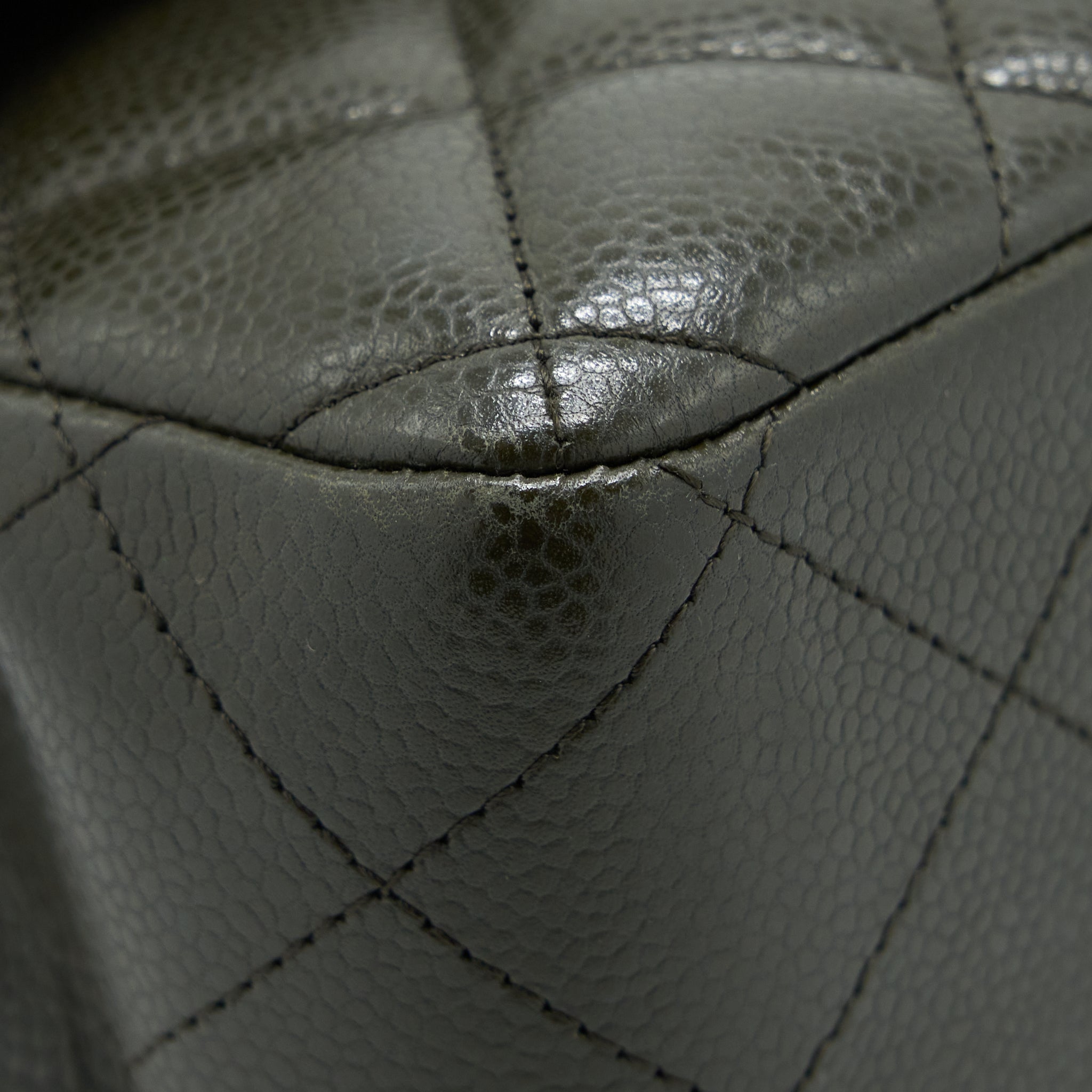 CHANEL CLASSIC JUMBO DOUBLE FLAP BAG CAVIAR OLIVE GREEN GHW