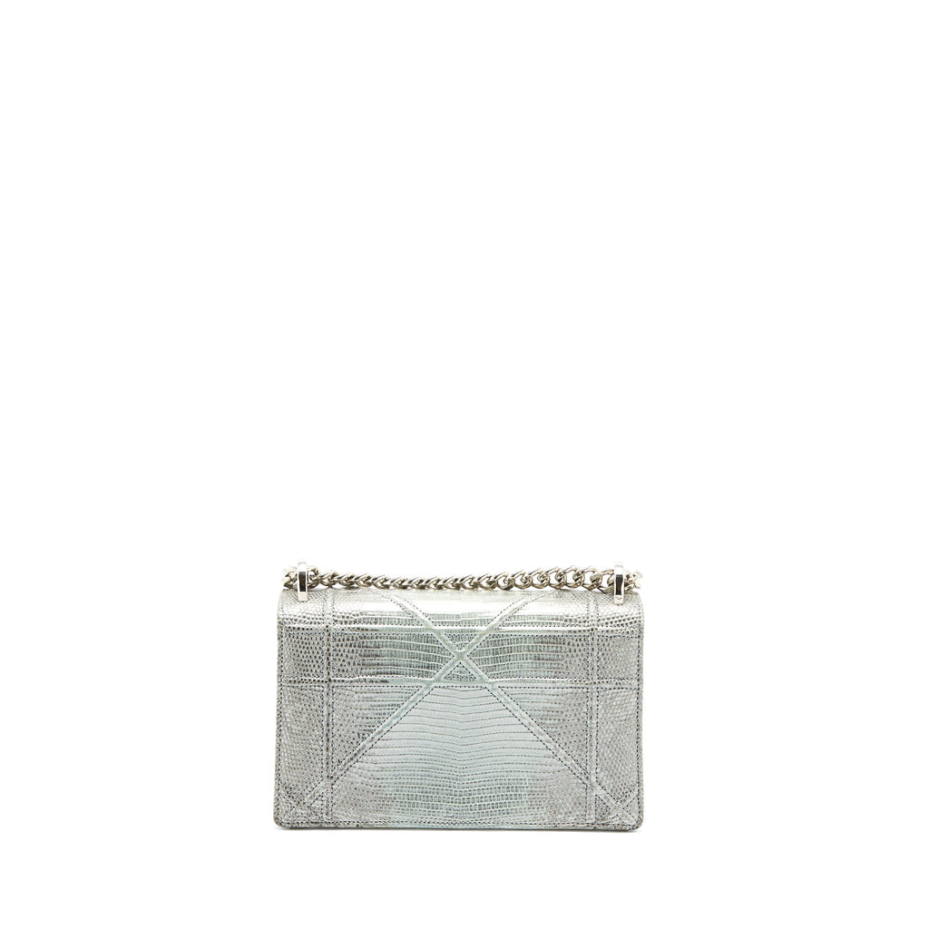 DIOR SMALL DIORAMA LIZARD METALLIC SILVER SHW