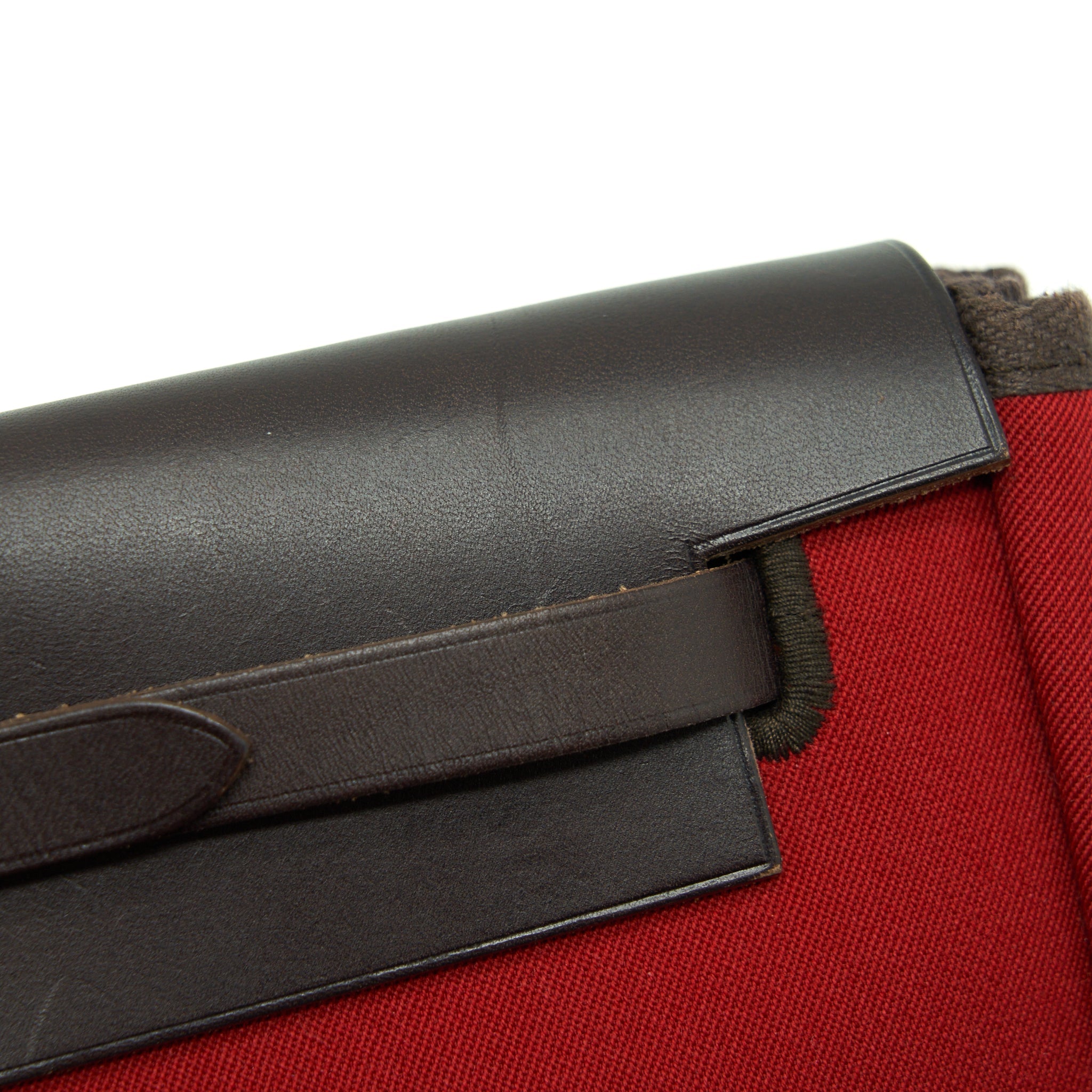 HERMES HERBAG CLUTCH BAG CANVAS ORANGE/RED