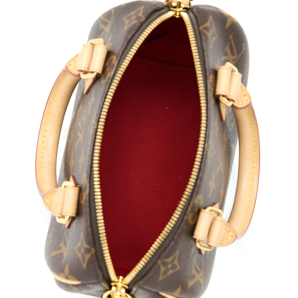 LOUIS VUITTON SPEEDY BANDOULIERE 20 MONOGRAM CANVAS WITH FUCHSIA STRAP GHW