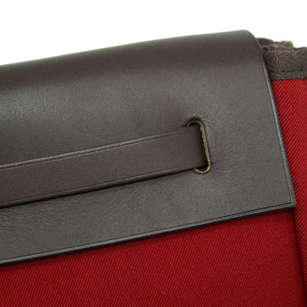 HERMES HERBAG CLUTCH BAG CANVAS ORANGE/RED