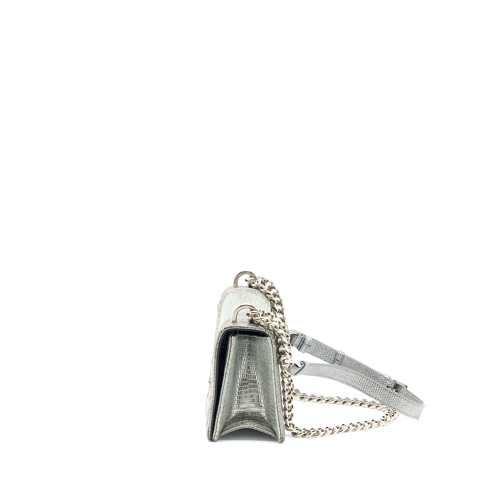 DIOR SMALL DIORAMA LIZARD METALLIC SILVER SHW