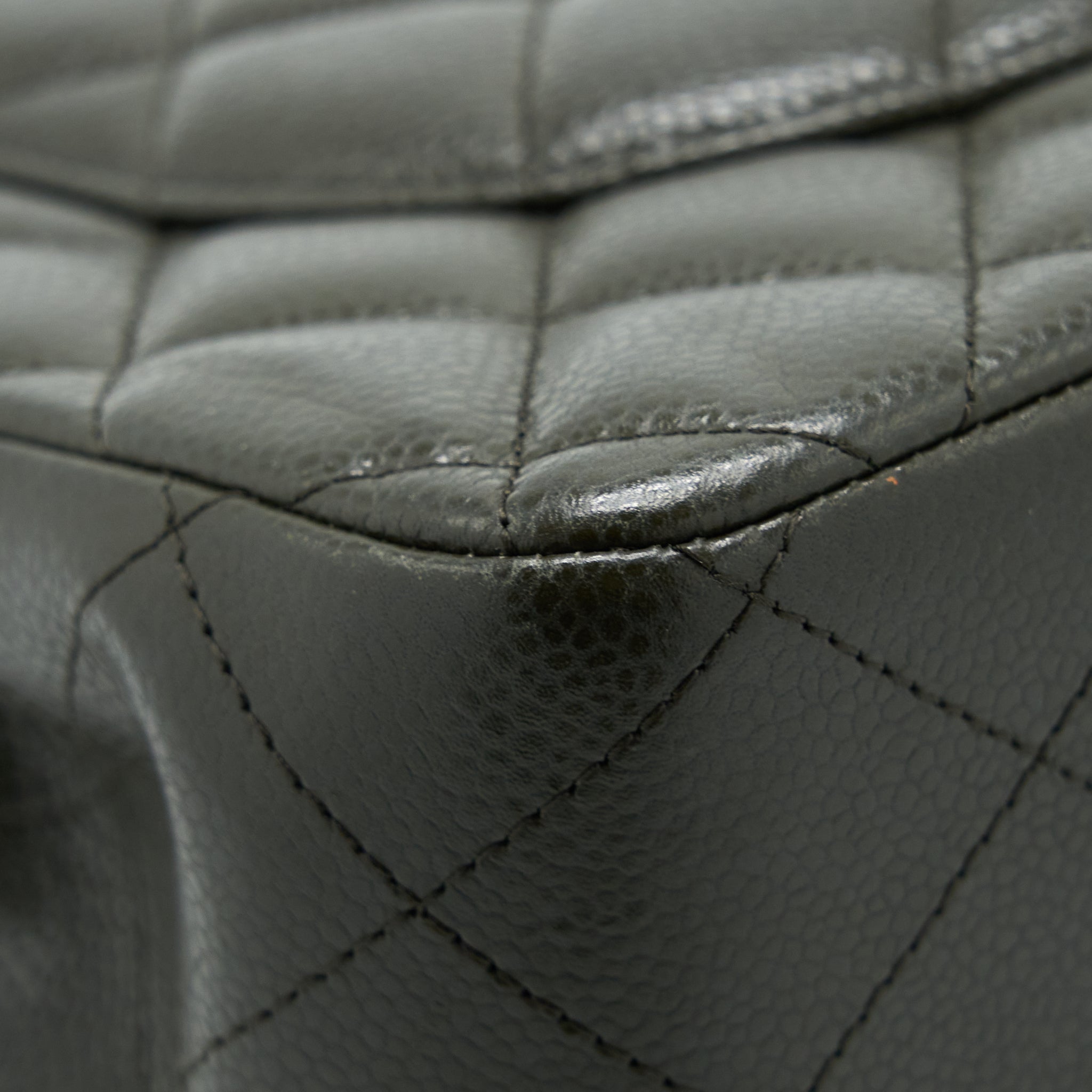 CHANEL CLASSIC JUMBO DOUBLE FLAP BAG CAVIAR OLIVE GREEN GHW