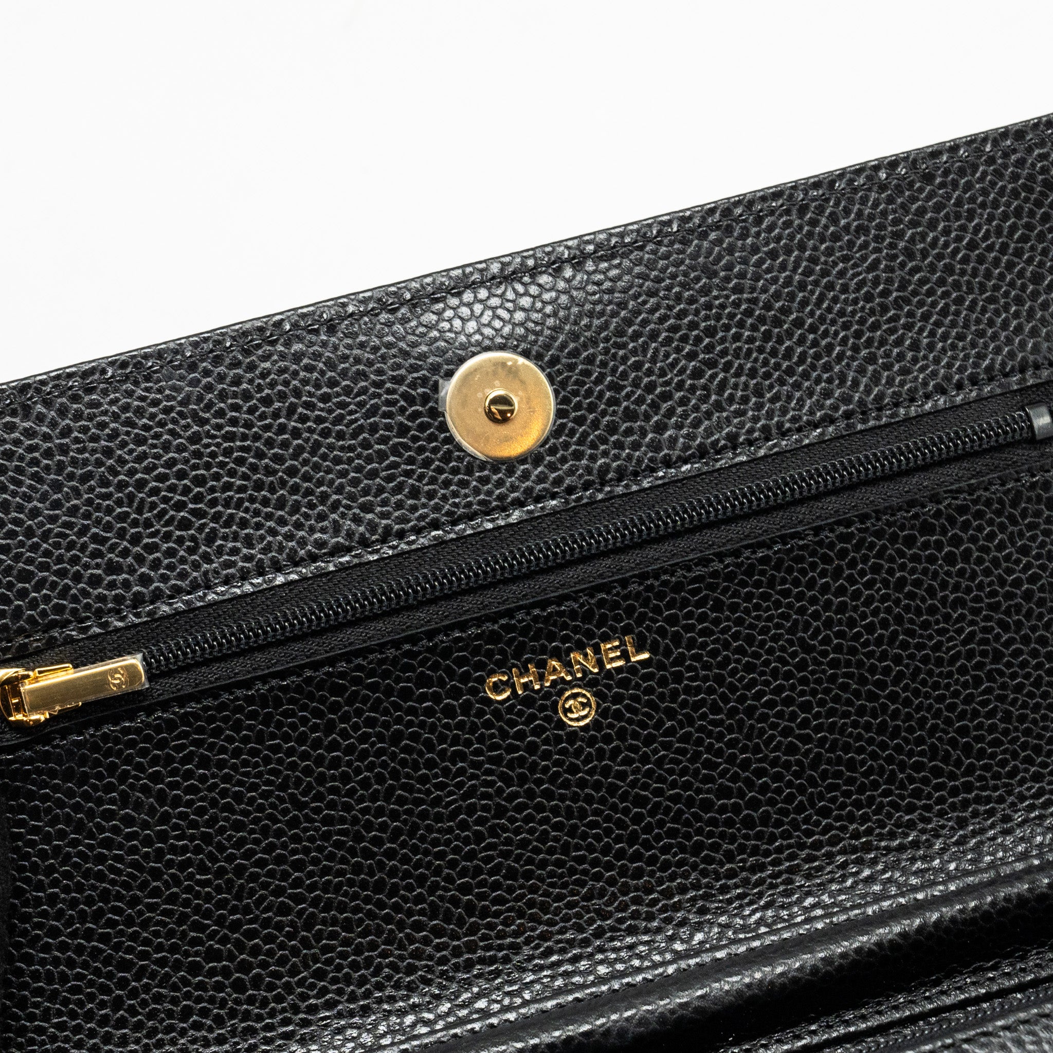 CHANEL CLASSIC WALLET ON CHAIN CAVIAR BLACK GHW (MICROCHIP)