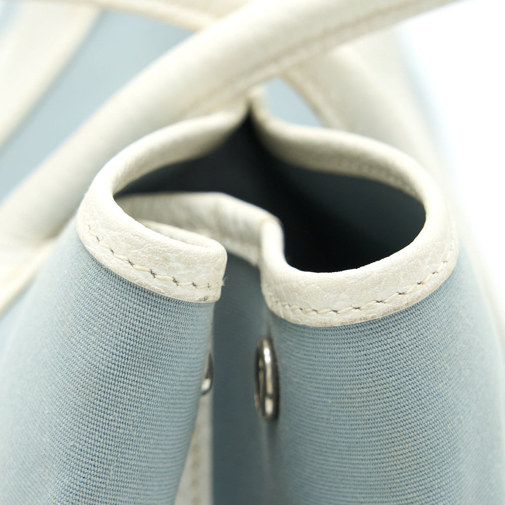 HERMES GARDEN PARTY 36 LEATHER/CANVAS LIGHT BLUE/BLANC SHW