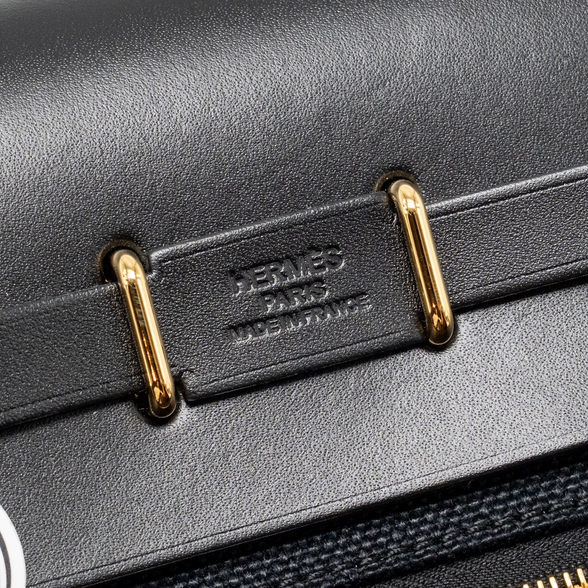 HERMES HERBAG MINI CANVAS / HUNTER LEATHER BLACK GHW