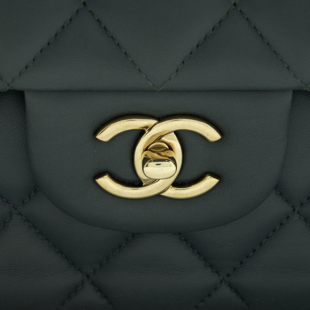 CHANEL JUMBO CLASSIC DOUBLE FLAP BAG LAMBSKIN GREY SHW
