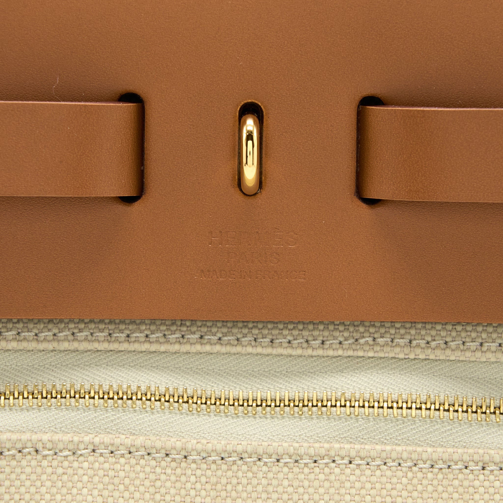 HERMES HERBAG ZIP 31 BAG LEATHER/CANVAS BENTON/FAUVE GHW