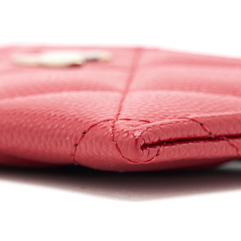 CHANEL CLASSIC CARD HOLDER CAVIAR RED WITH SHW