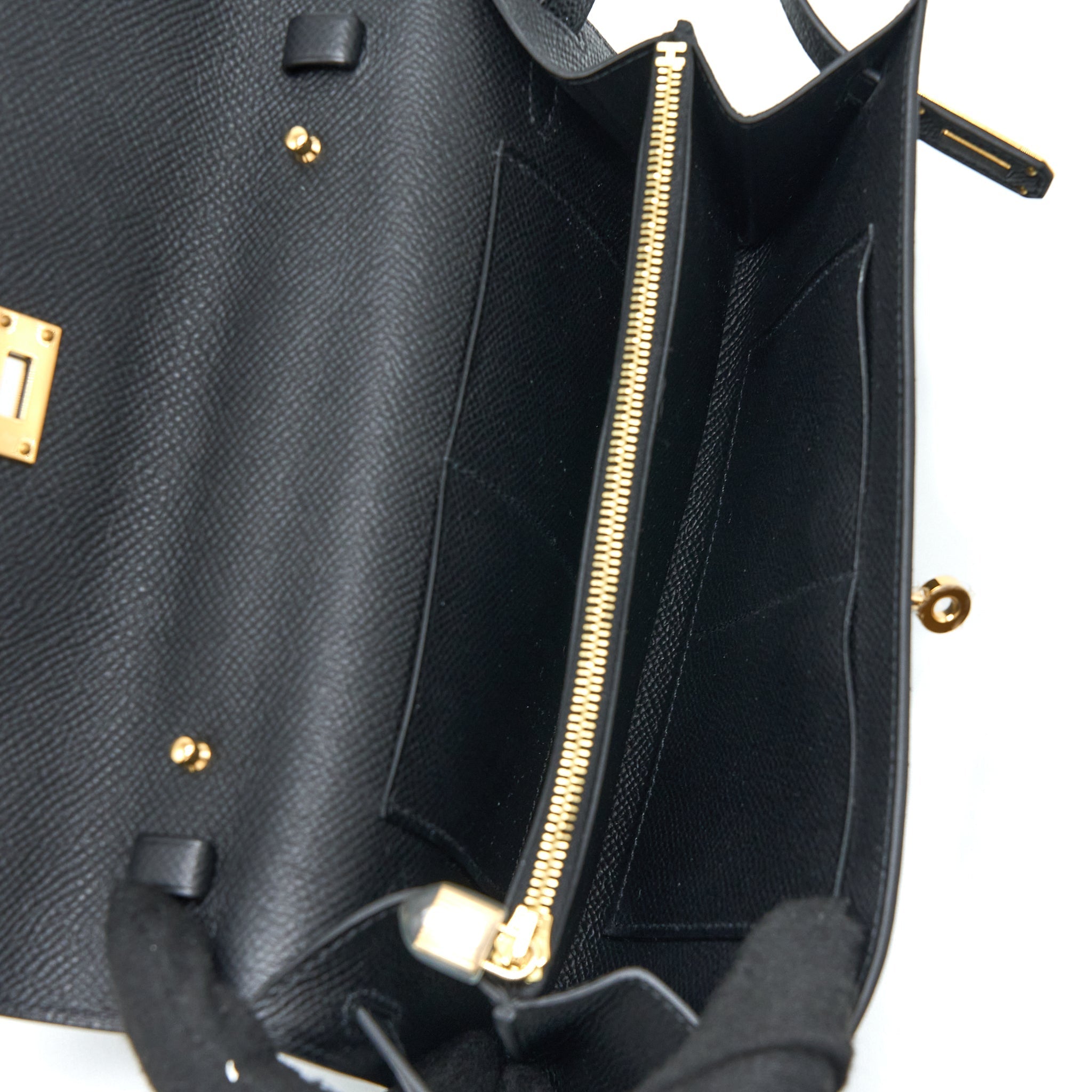 HERMES KELLY TO GO EPSOM BLACK GHW