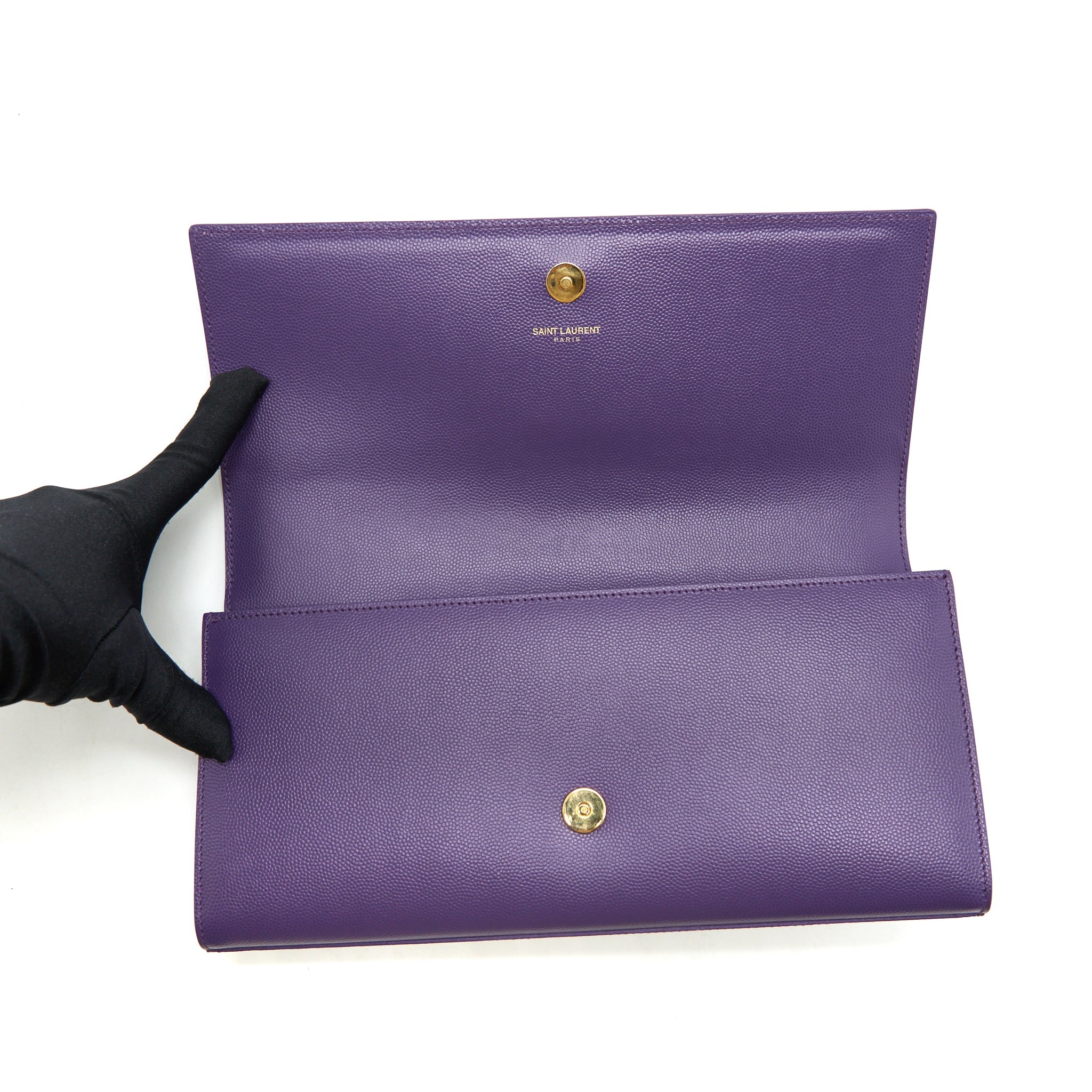 SAINT LAURENT/YSL CLUTCH CAVIAR PURPLE GHW
