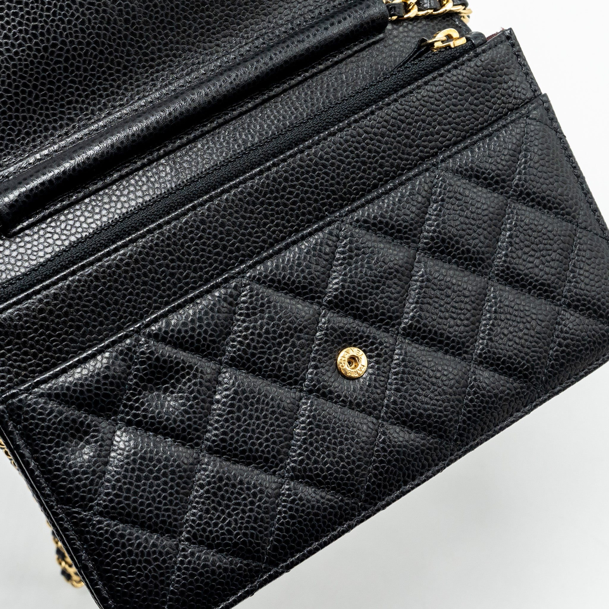 CHANEL CLASSIC WALLET ON CHAIN CAVIAR BLACK GHW