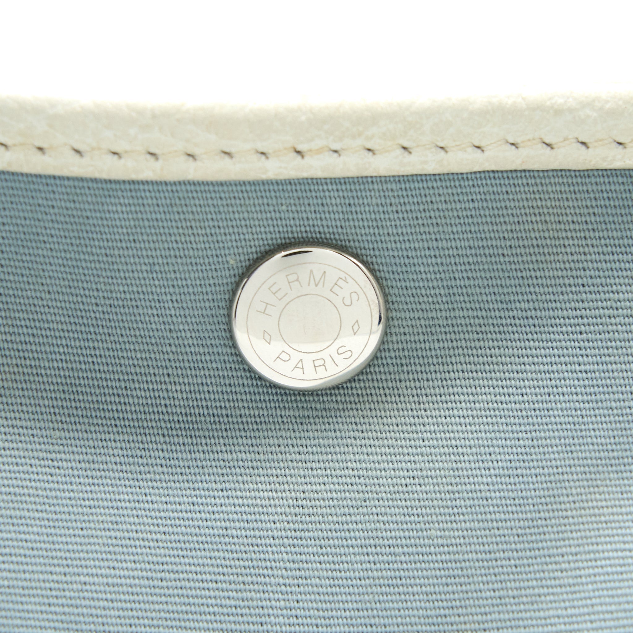 HERMES GARDEN PARTY 36 LEATHER/CANVAS LIGHT BLUE/BLANC SHW