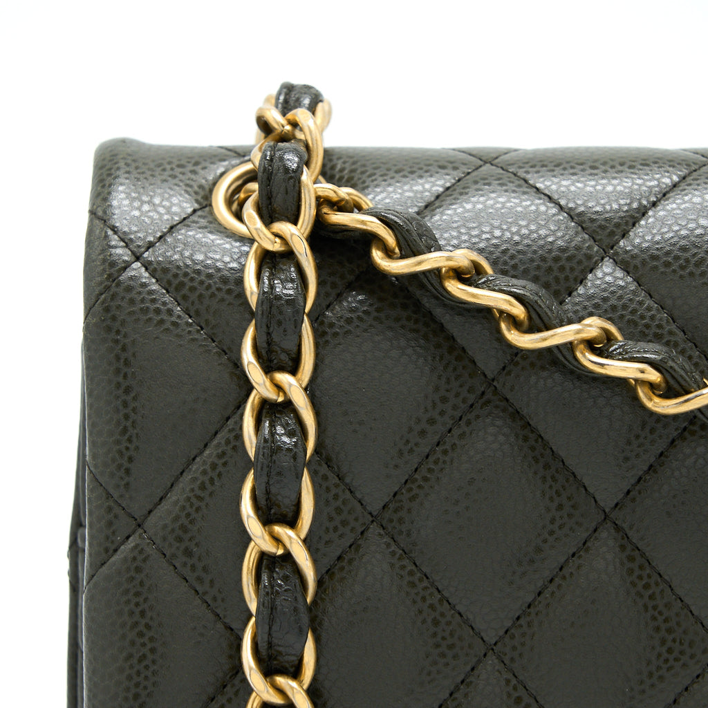 CHANEL CLASSIC JUMBO DOUBLE FLAP BAG CAVIAR OLIVE GREEN GHW