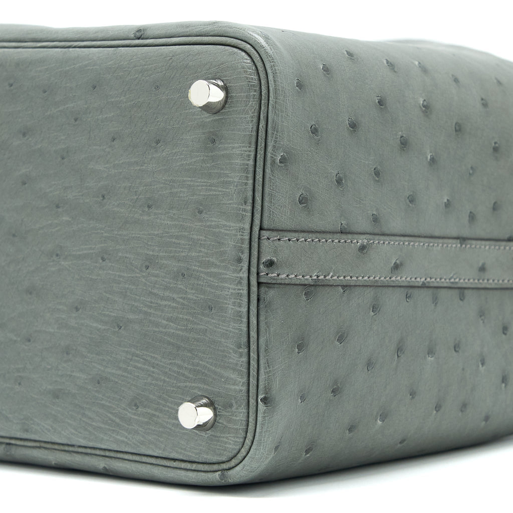 HERMES PICOTIN 18 LOCK BAG OSTRICH GRIS MEYER SHW