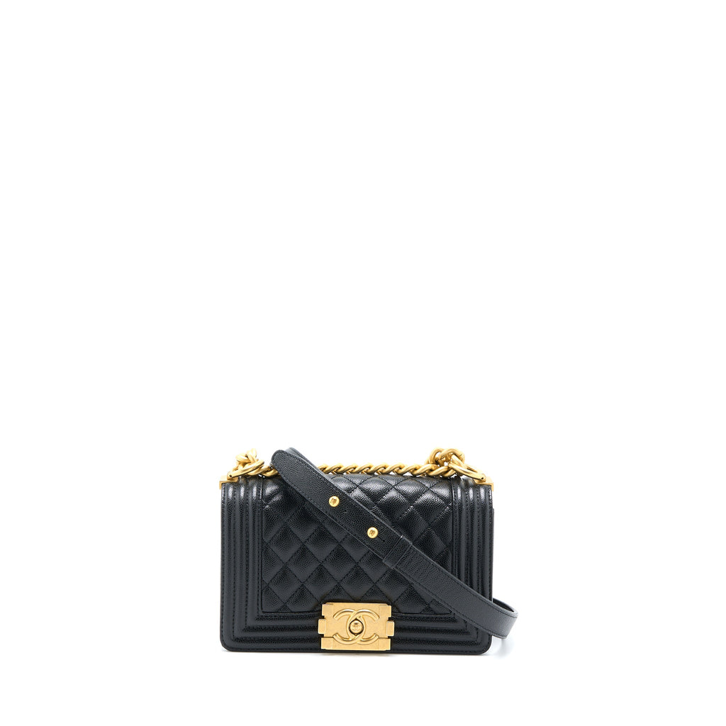 CHANEL SMALL BOY BAG CAVIAR BLACK GHW