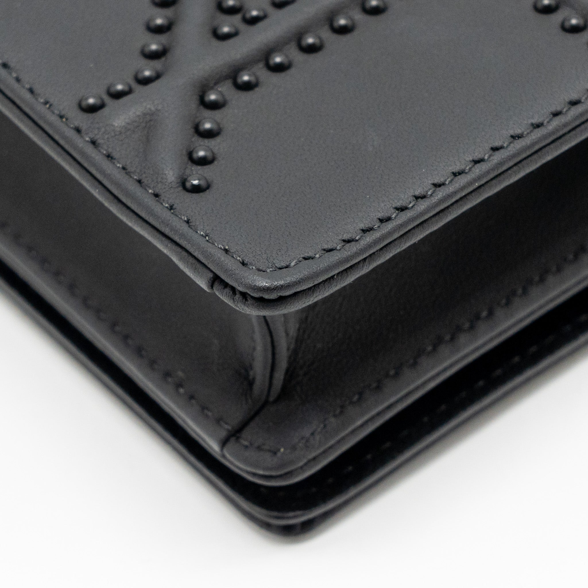 DIOR STUDDED DIORAMA WALLET ON CHAIN LEATHER SO BLACK
