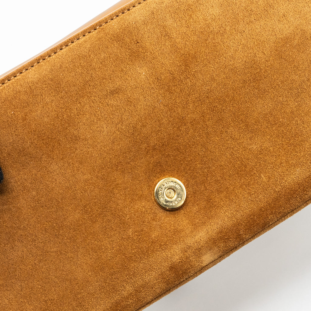 SAINT LAURENT KATE TASSEL CROSSBODY BAG SUEDE BROWN GHW