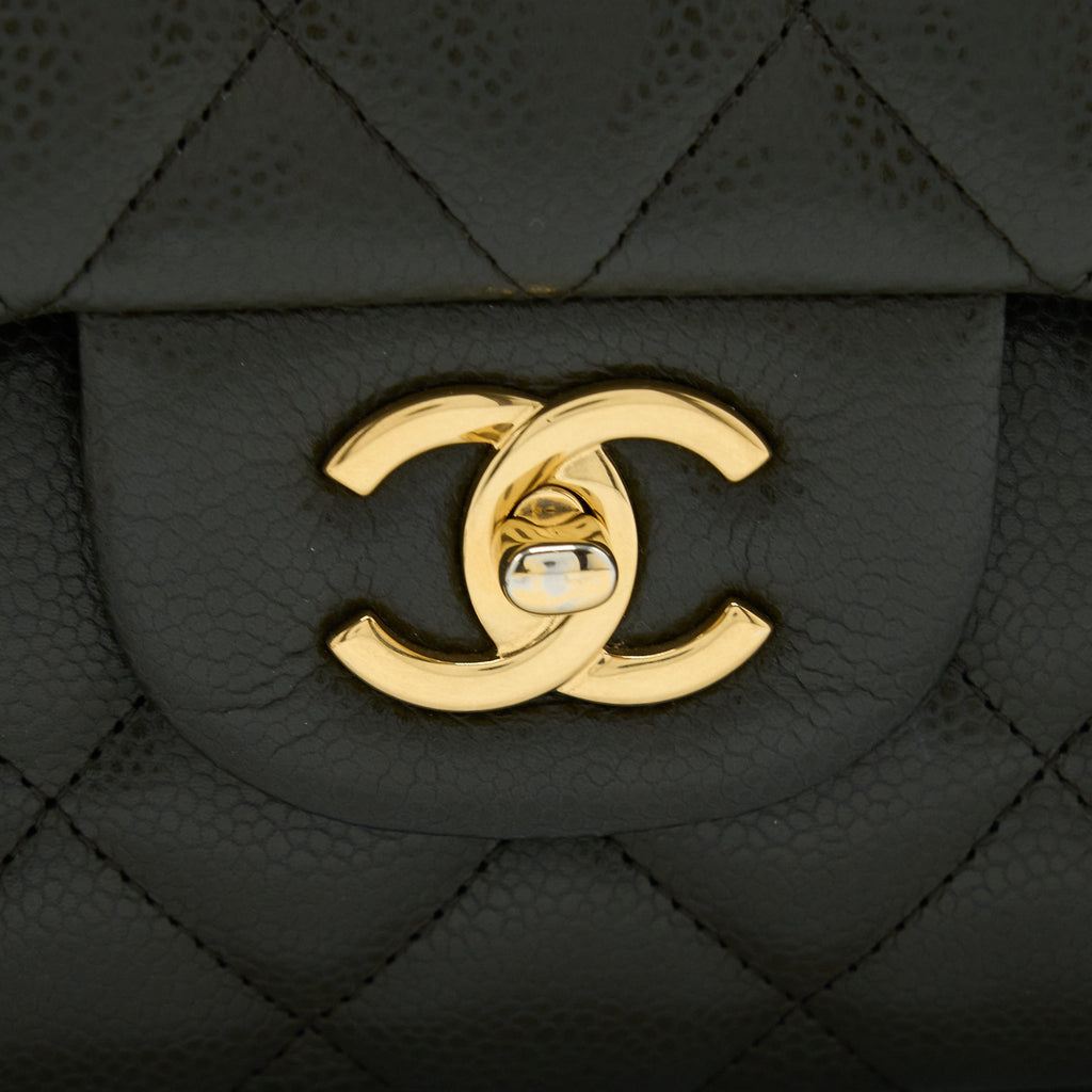 CHANEL CLASSIC JUMBO DOUBLE FLAP BAG CAVIAR OLIVE GREEN GHW