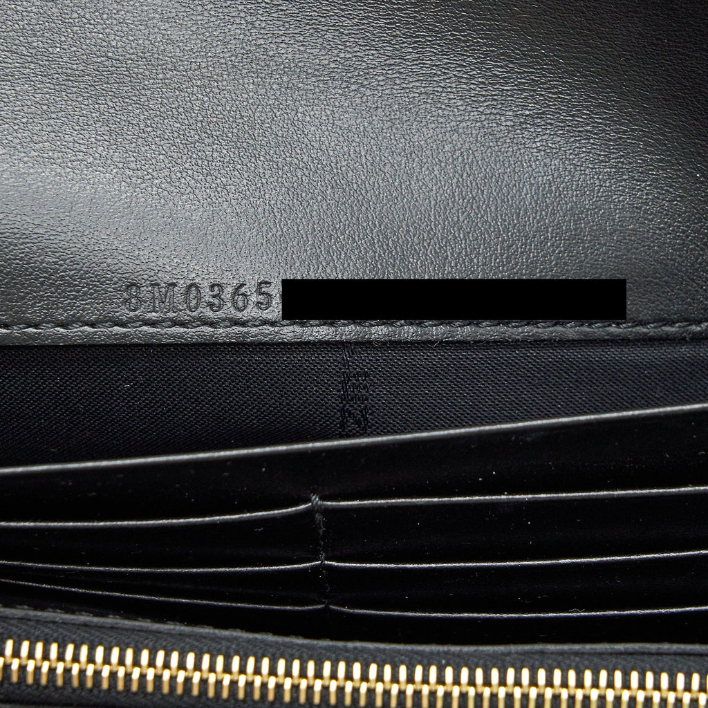 FENDI GRAINED CALFSKIN WALLET WITH CHAIN BLACK GHW