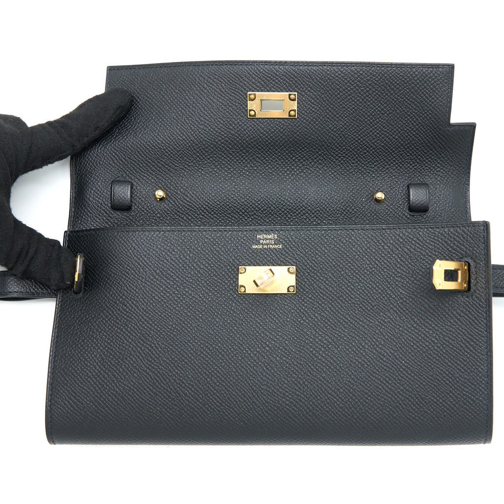 HERMES KELLY TO GO EPSOM BLACK GHW