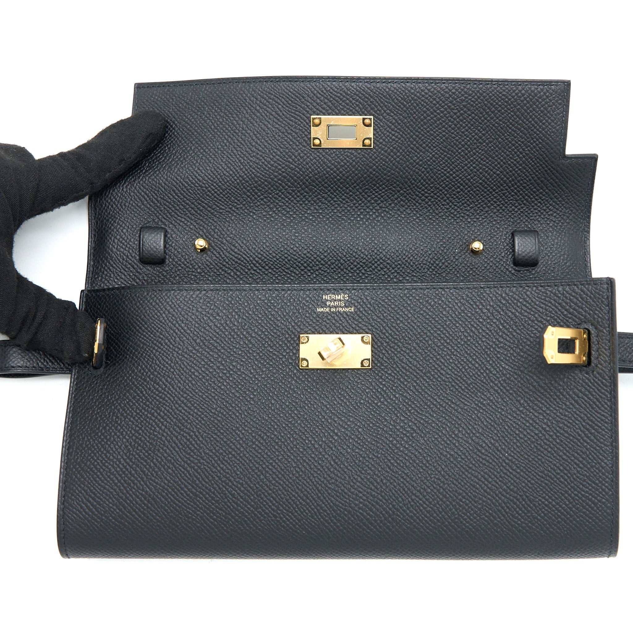 HERMES KELLY TO GO EPSOM BLACK GHW