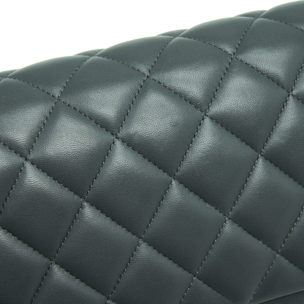CHANEL JUMBO CLASSIC DOUBLE FLAP BAG LAMBSKIN GREY SHW