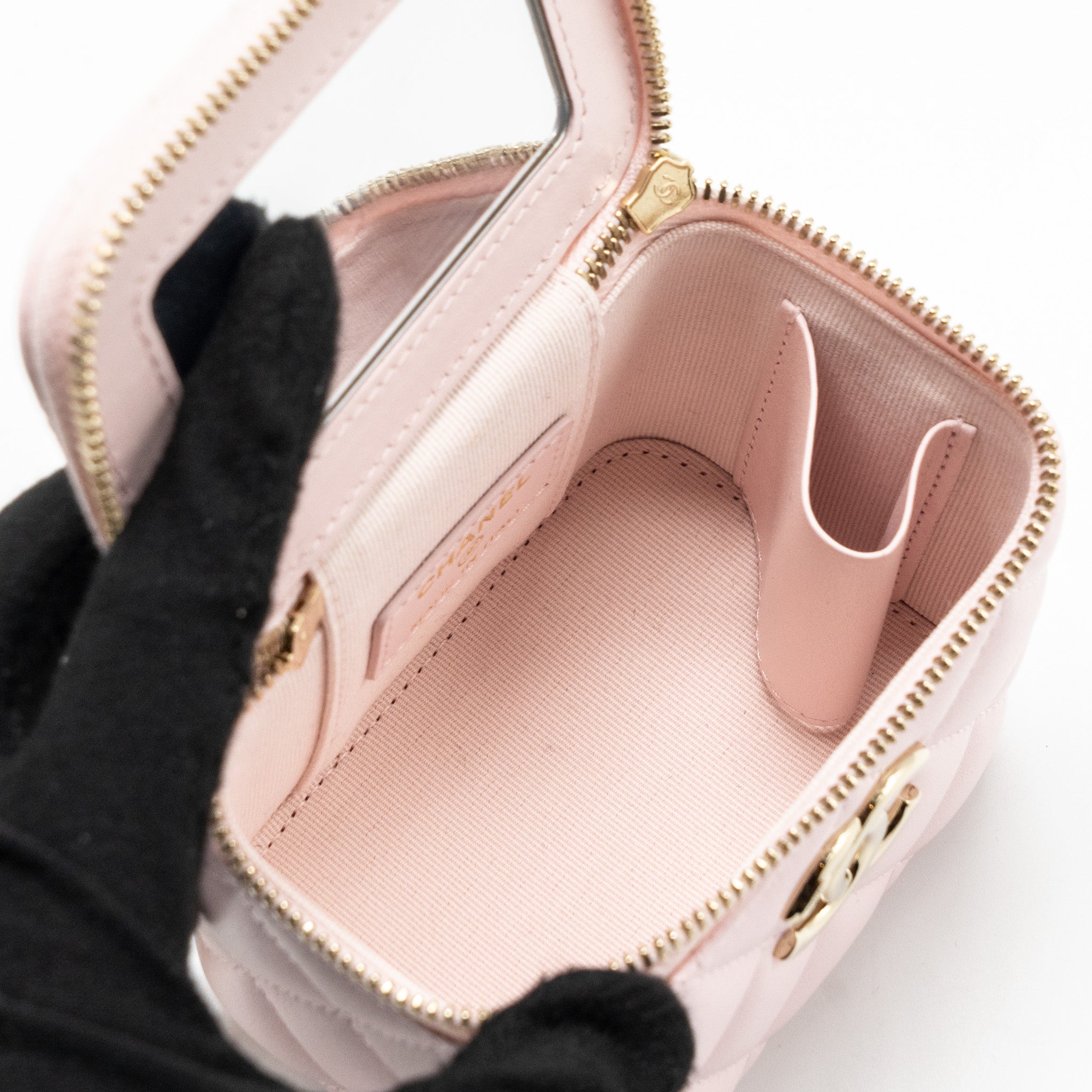 CHANEL MINI VANITY CASE WITH GIANT CHAIN LAMBSKIN PINK LGHW