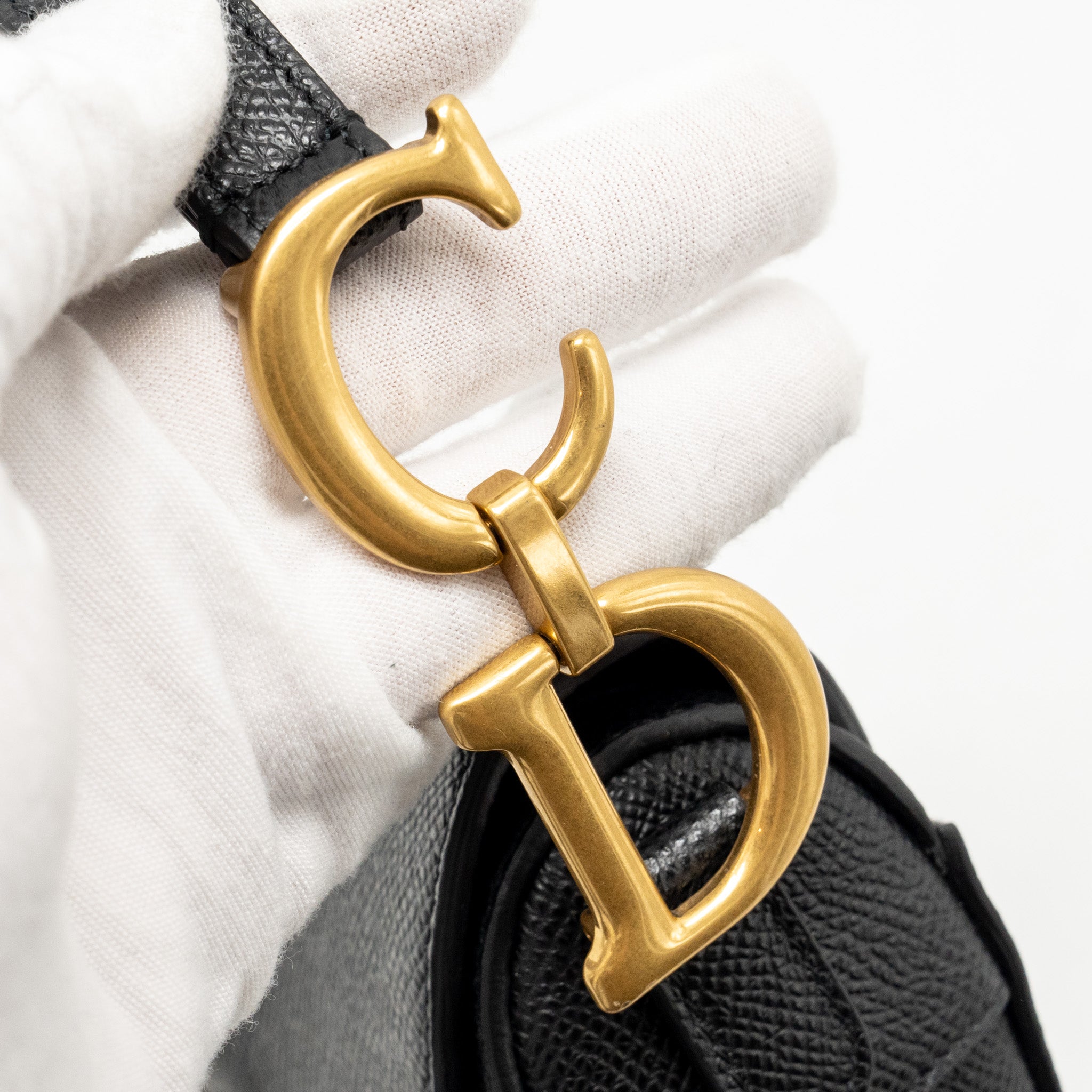 DIOR MINI SADDLE BAG CALFSKIN BLACK GHW