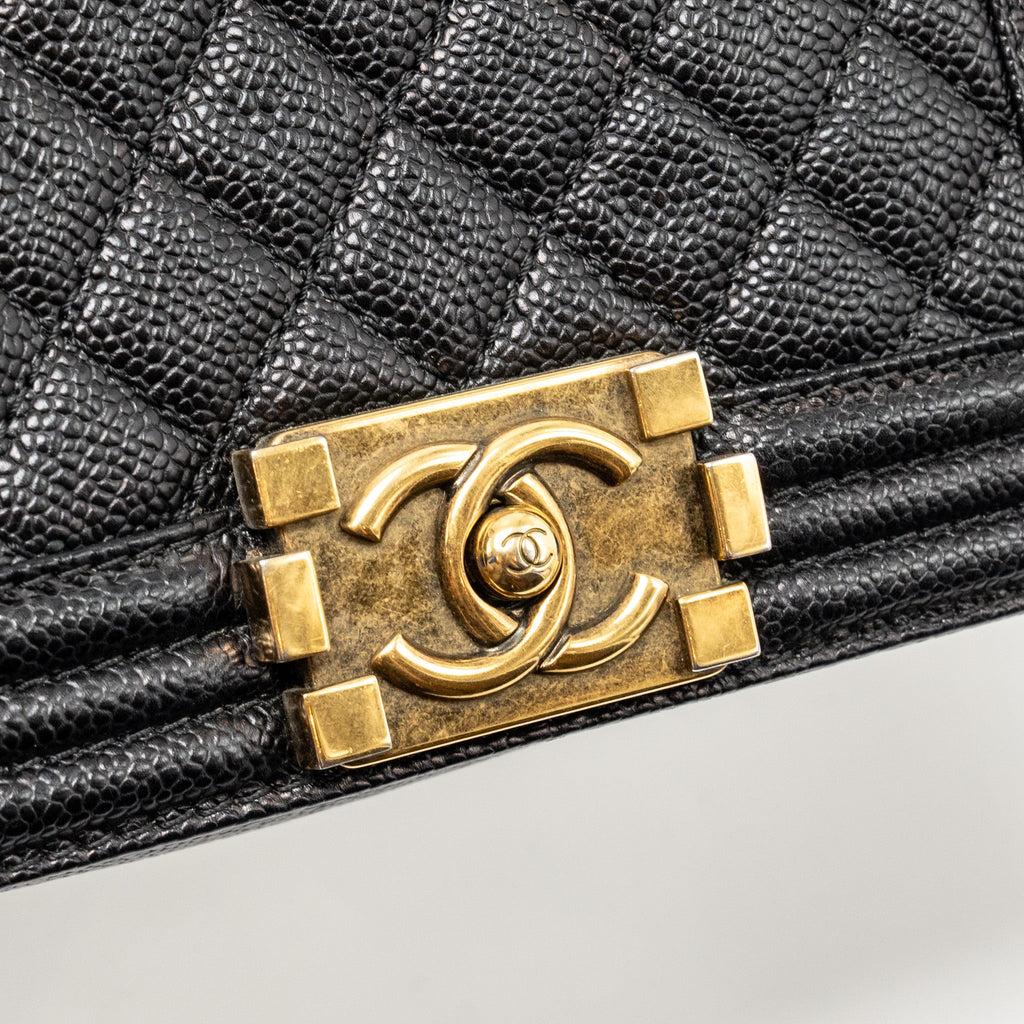CHANEL SMALL BOY BAG GRAINED CALFSKIN BLACK GHW
