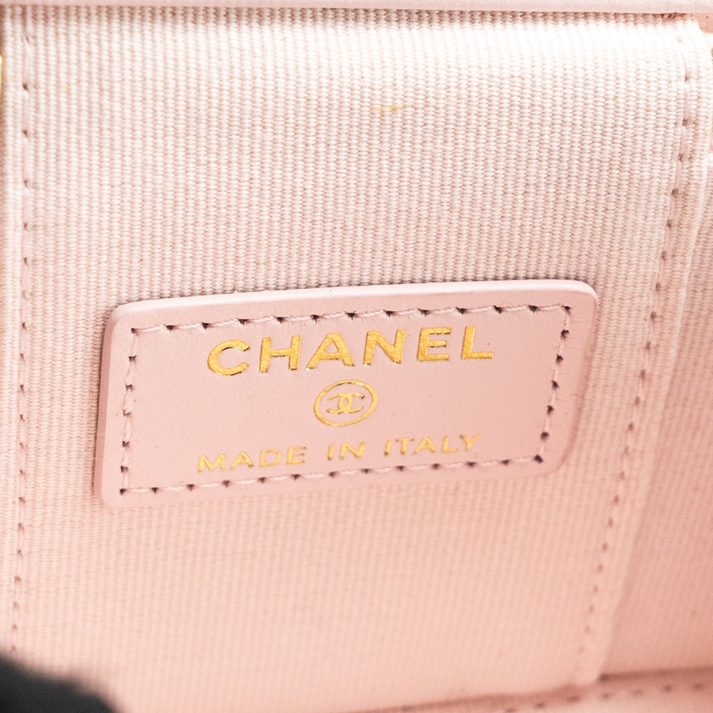 CHANEL MINI VANITY CASE WITH GIANT CHAIN LAMBSKIN PINK LGHW