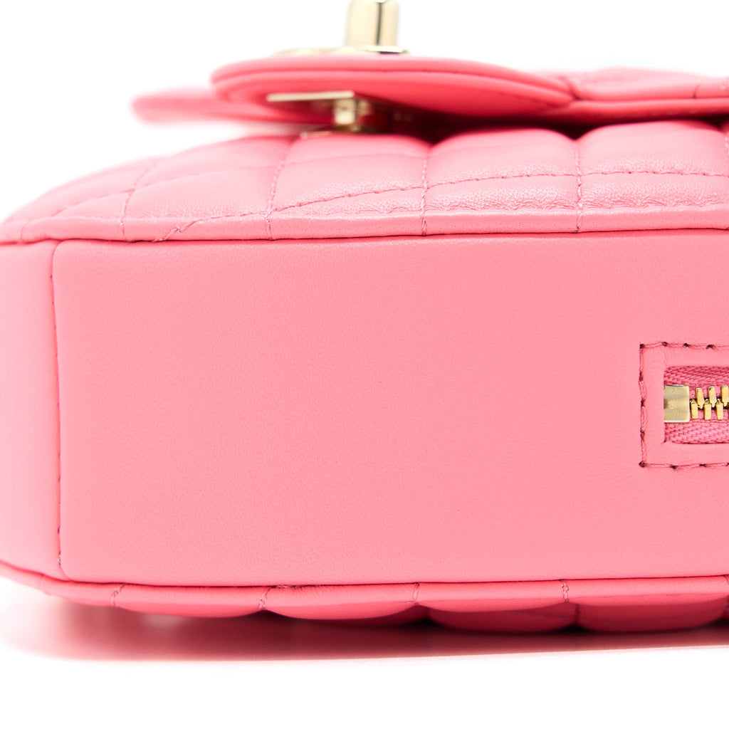 CHANEL 22S HEART BAG LAMBSKIN PINK LGHW (MICROCHIP)