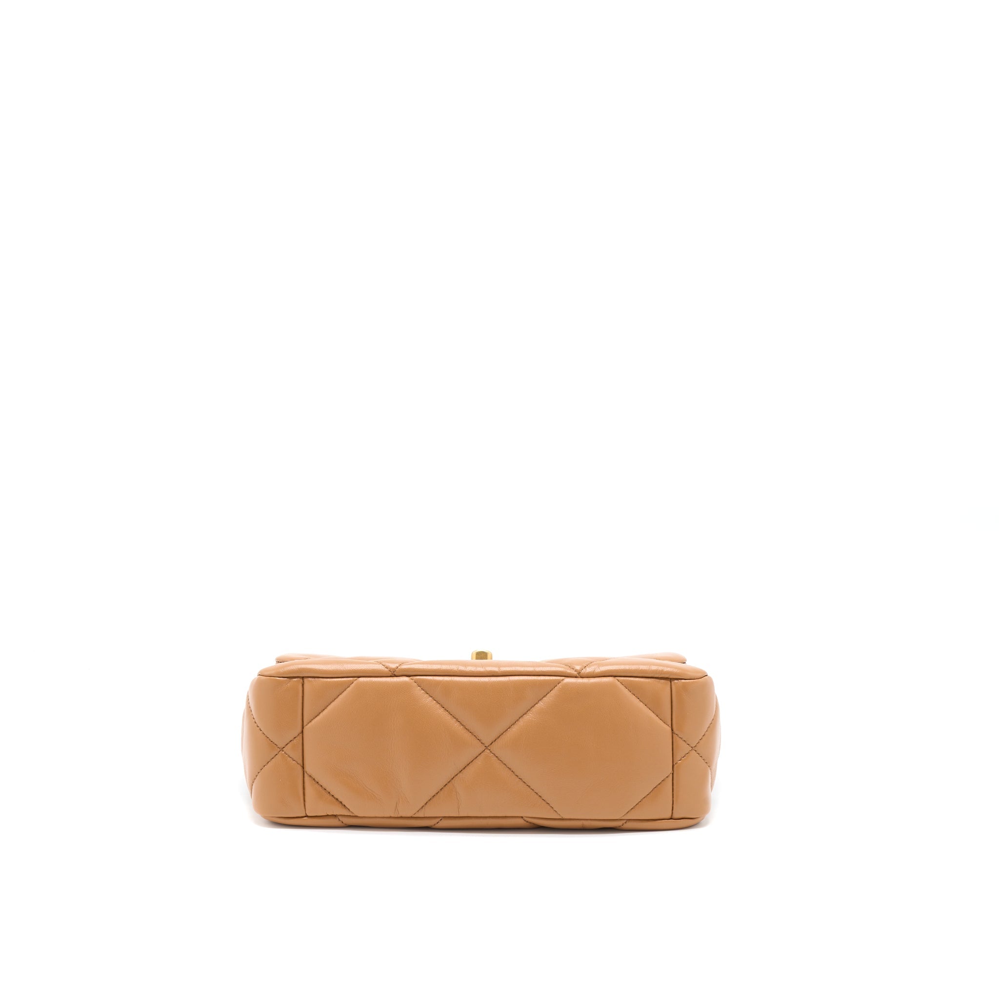 CHANEL 22A SMALL 19 BAG LAMBSKIN CARAMEL GHW (MICROCHIP)