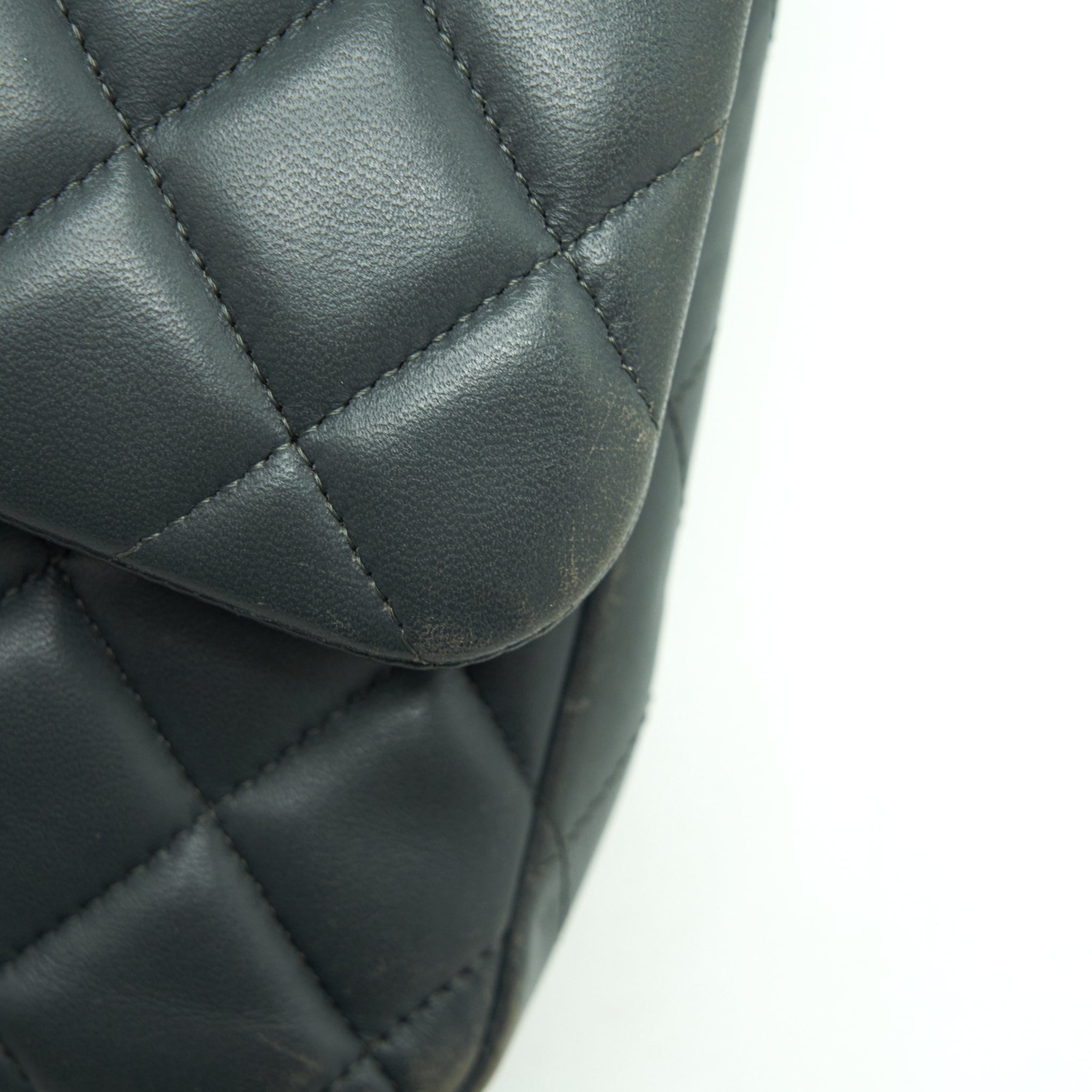 CHANEL JUMBO CLASSIC DOUBLE FLAP BAG LAMBSKIN GREY SHW