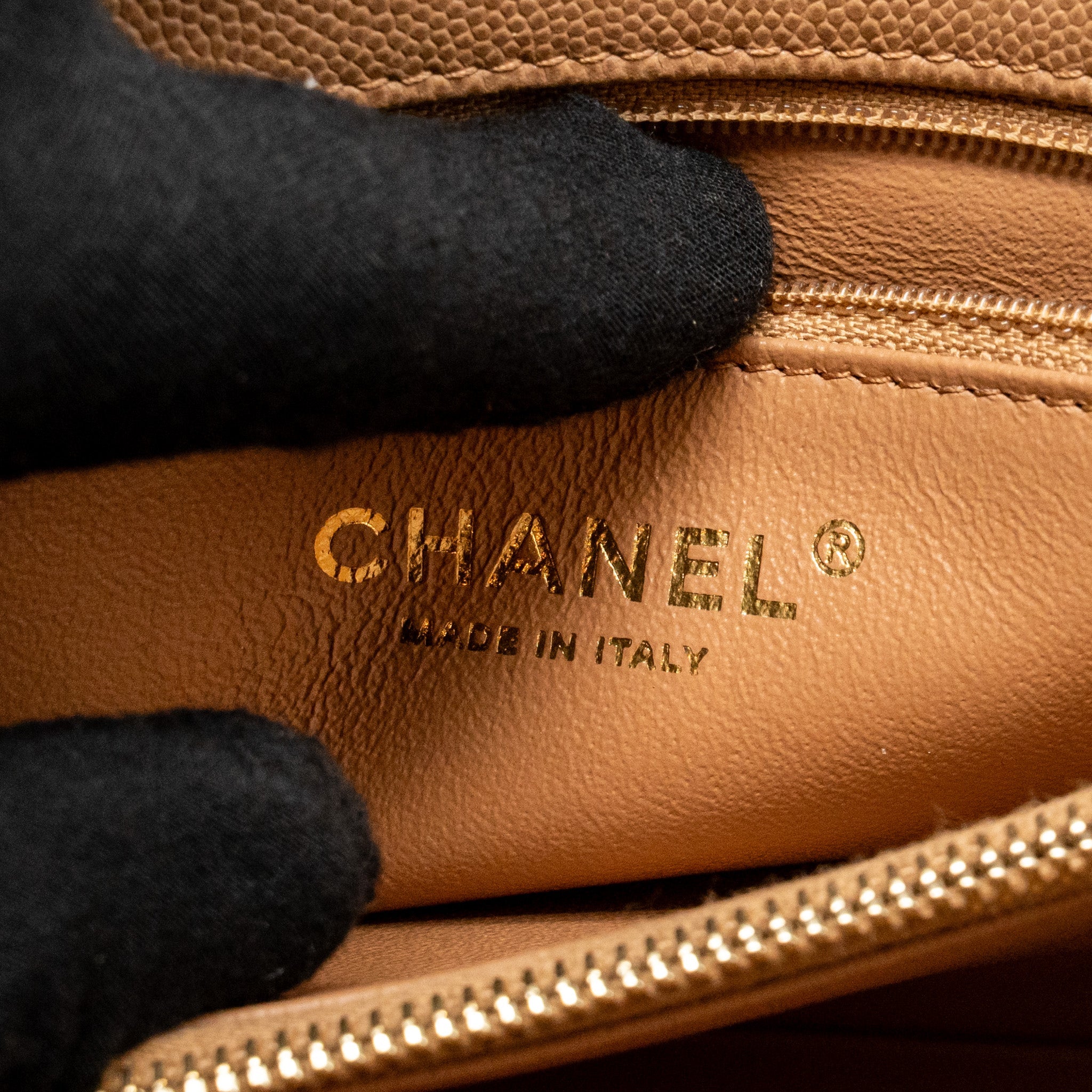 CHANEL LARGE COCO HANDLE WITH LIZARD HANDLE CAVIAR BEIGE GHW