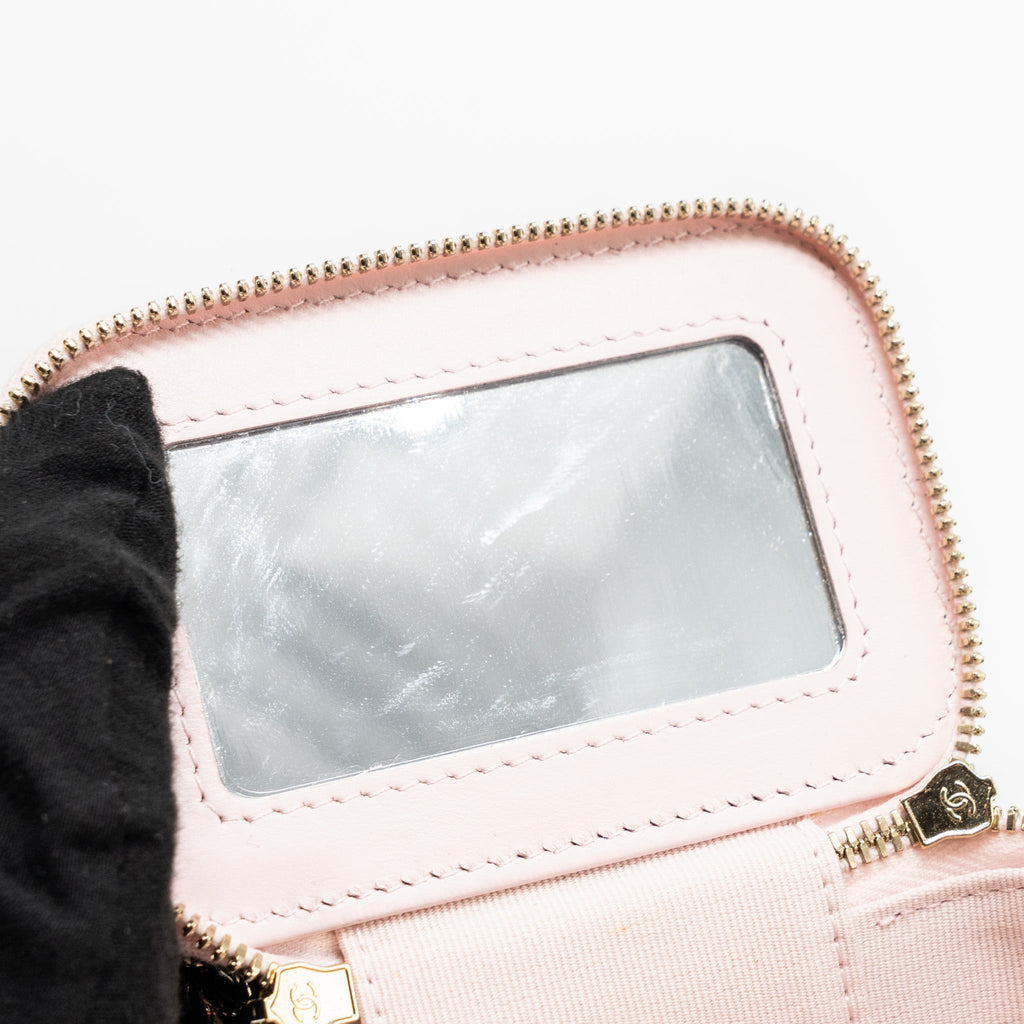 CHANEL MINI VANITY CASE WITH GIANT CHAIN LAMBSKIN PINK LGHW