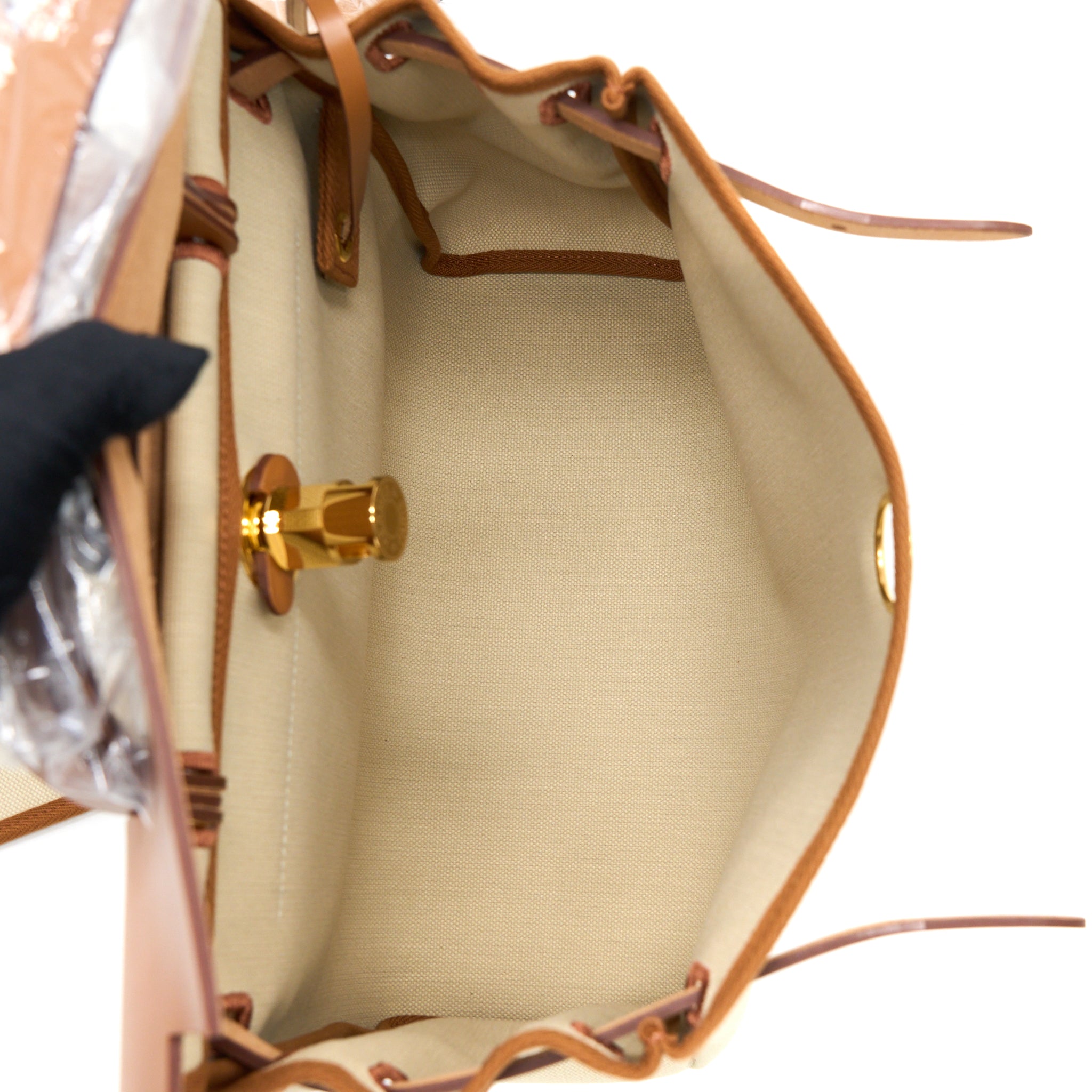 HERMES HERBAG ZIP 31 BAG LEATHER/CANVAS BENTON/FAUVE GHW