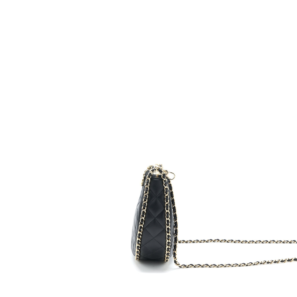 CHANEL SMALL MOON HOBO BAG LAMBSKIN BLACK LGHW (MICROCHIP)