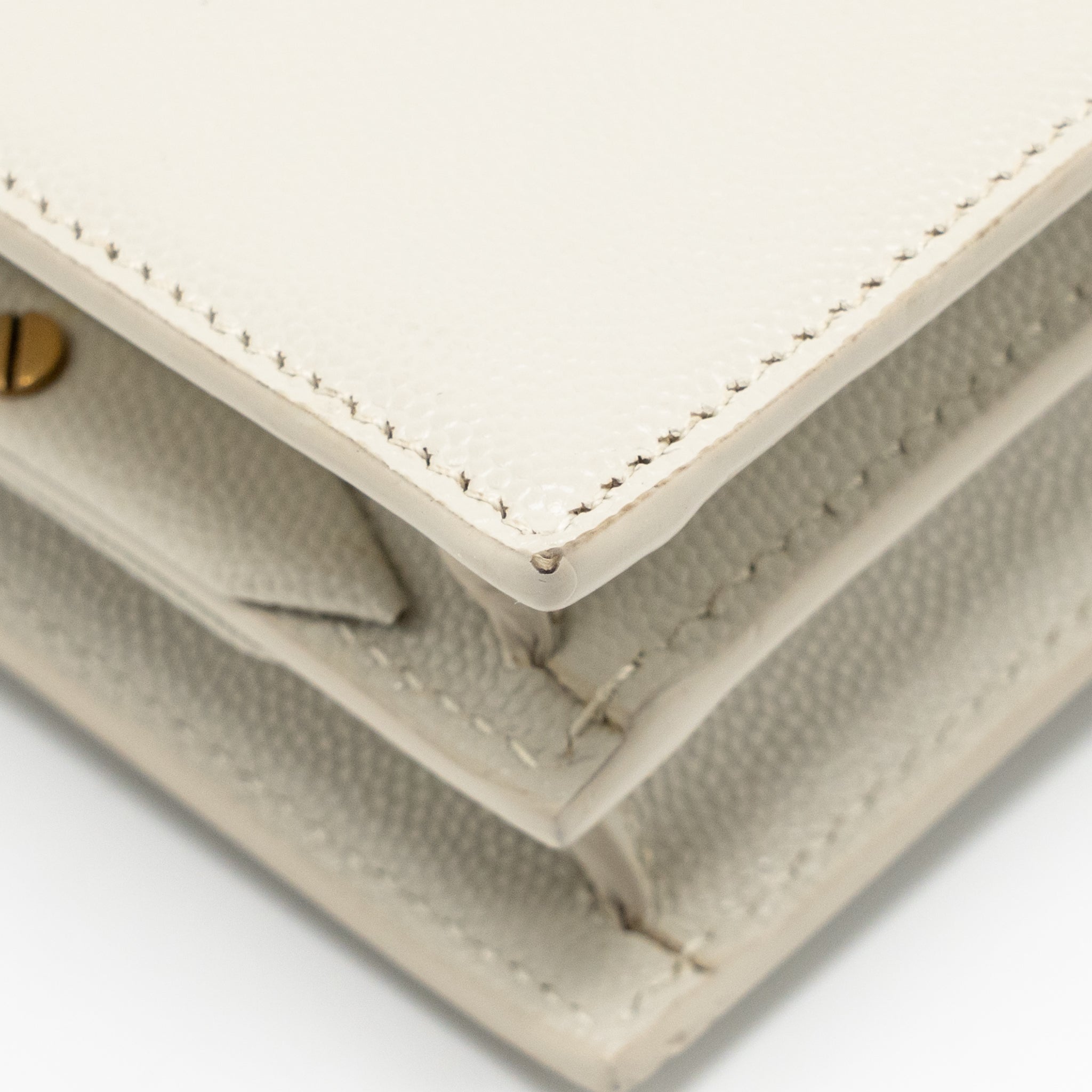 SAINT LAURENT/YSL CASSANDRA CHAIN WALLET GRAINED CALFSKIN CREAMY WHITE GHW