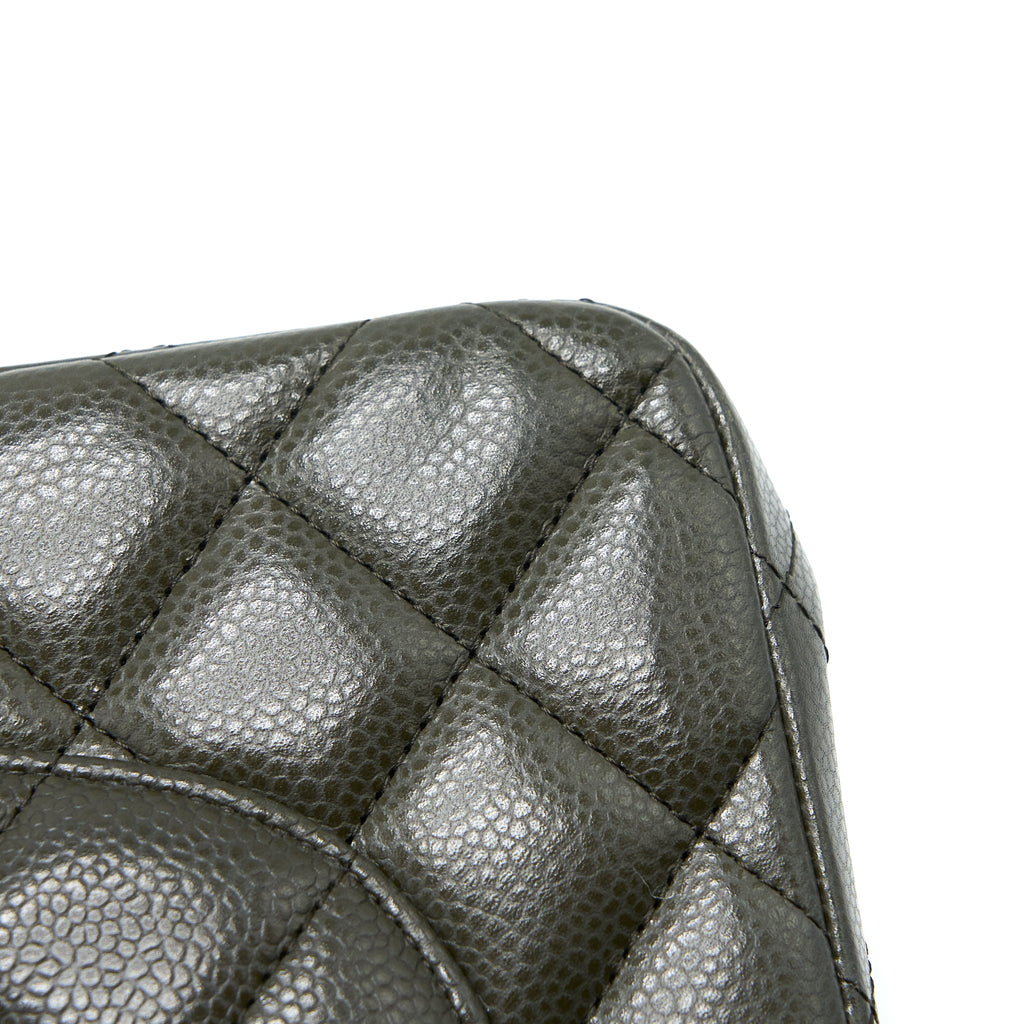 CHANEL CLASSIC JUMBO DOUBLE FLAP BAG CAVIAR OLIVE GREEN GHW