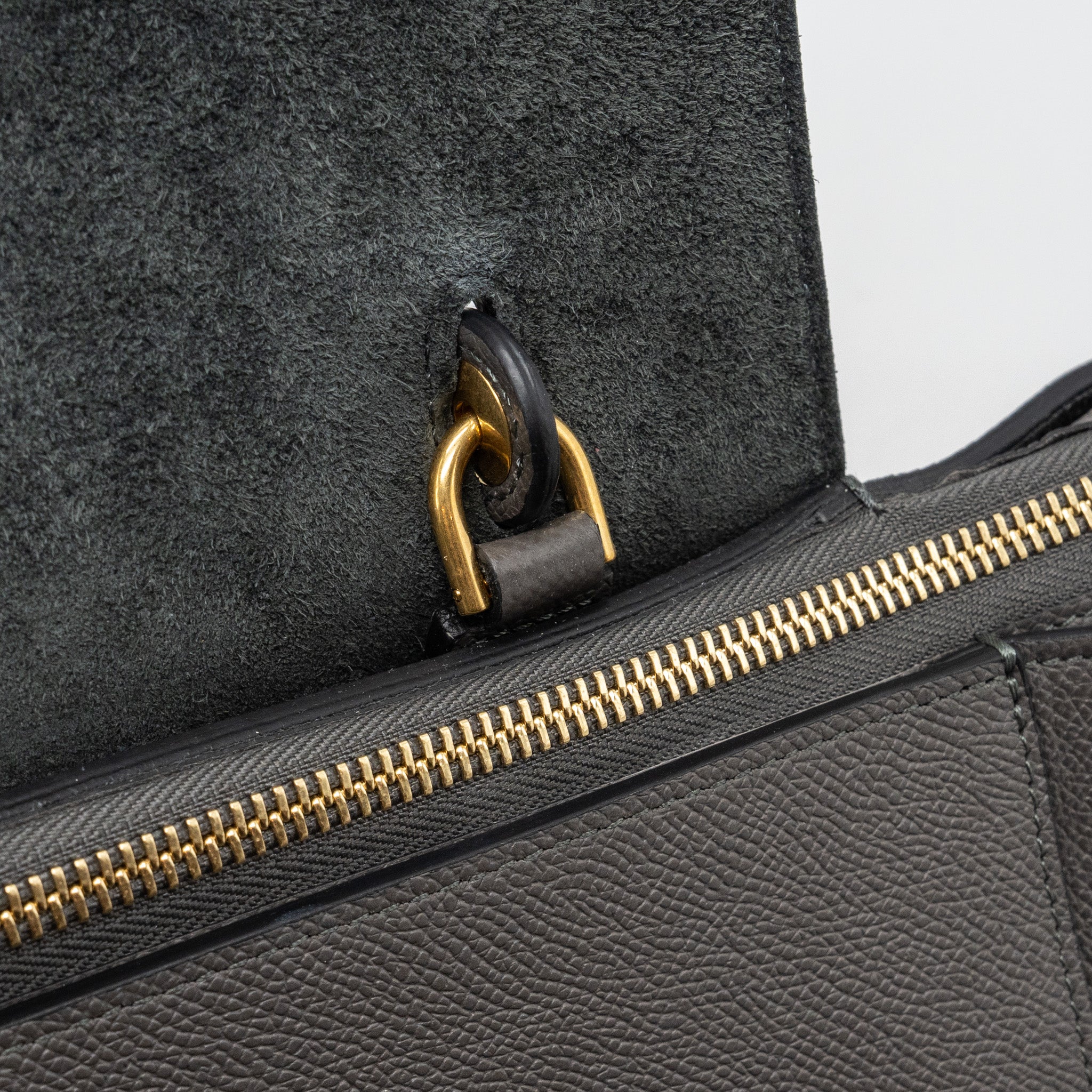 CELINE MINI BELT BAG GRAINED CALFSKIN DARK GREY GHW